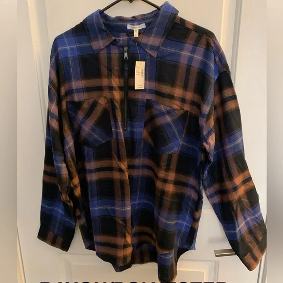 Blue and Brown Plaid Shirt - Picture 1 of 1